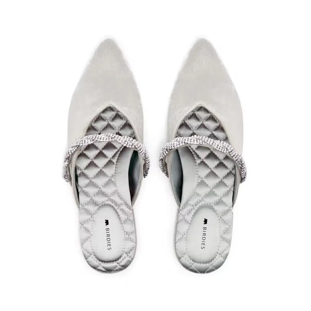 Birdies The Swan Snow Crystal Velvet Slip On!
